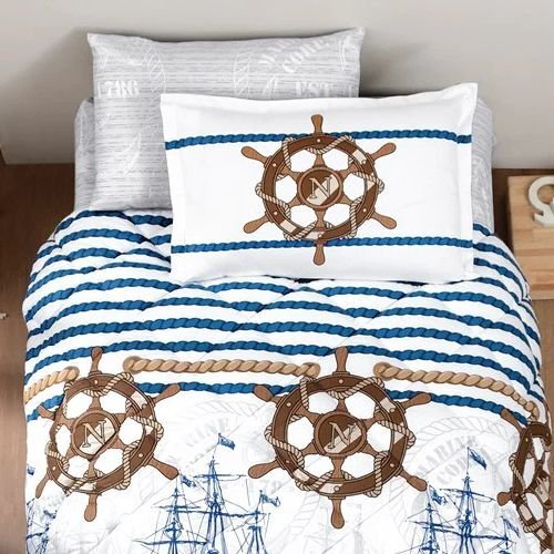 Aran Clasy Ranforce %100 Pamuk Tek Kisilik Uyku Seti Mavi V1 Mavi