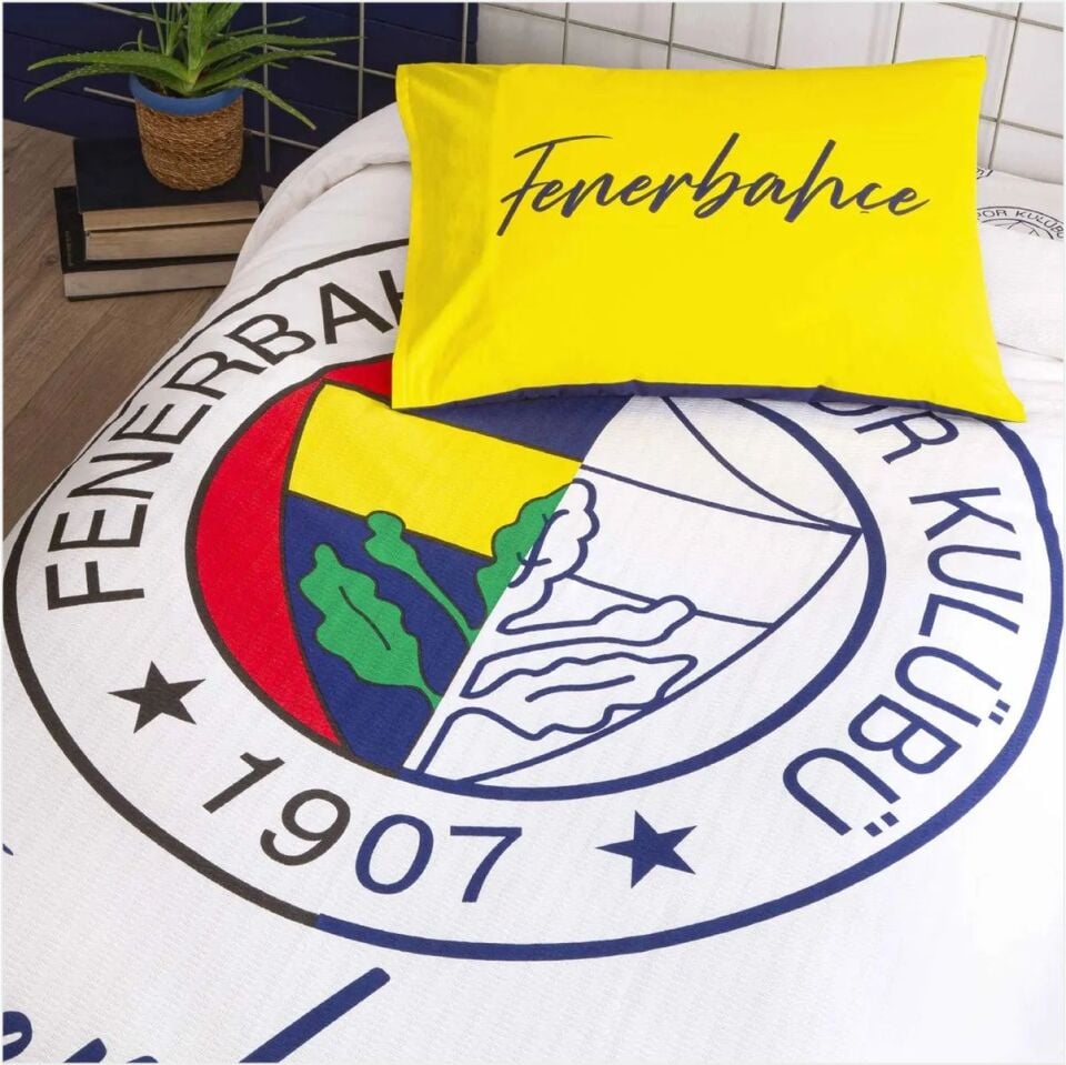 Taç Lisanslı Fenerbahçe Yarım Logo Tek Kişilik Pamuk Pike Takımı