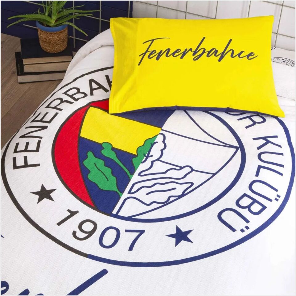 Taç Lisanslı Fenerbahçe Yarım Logo Tek Kişilik Pamuk Pike Takımı