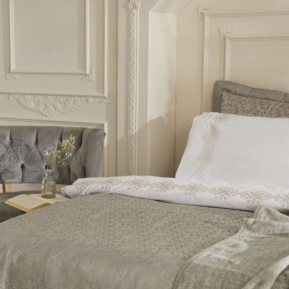 Karaca Home Rosette Çeyiz Seti Çift Kişilik Antrasit