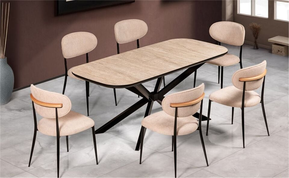 F.YILDIZ MS940 FRİDA MUTFAK MASASI SİYAH TRAVERTEN