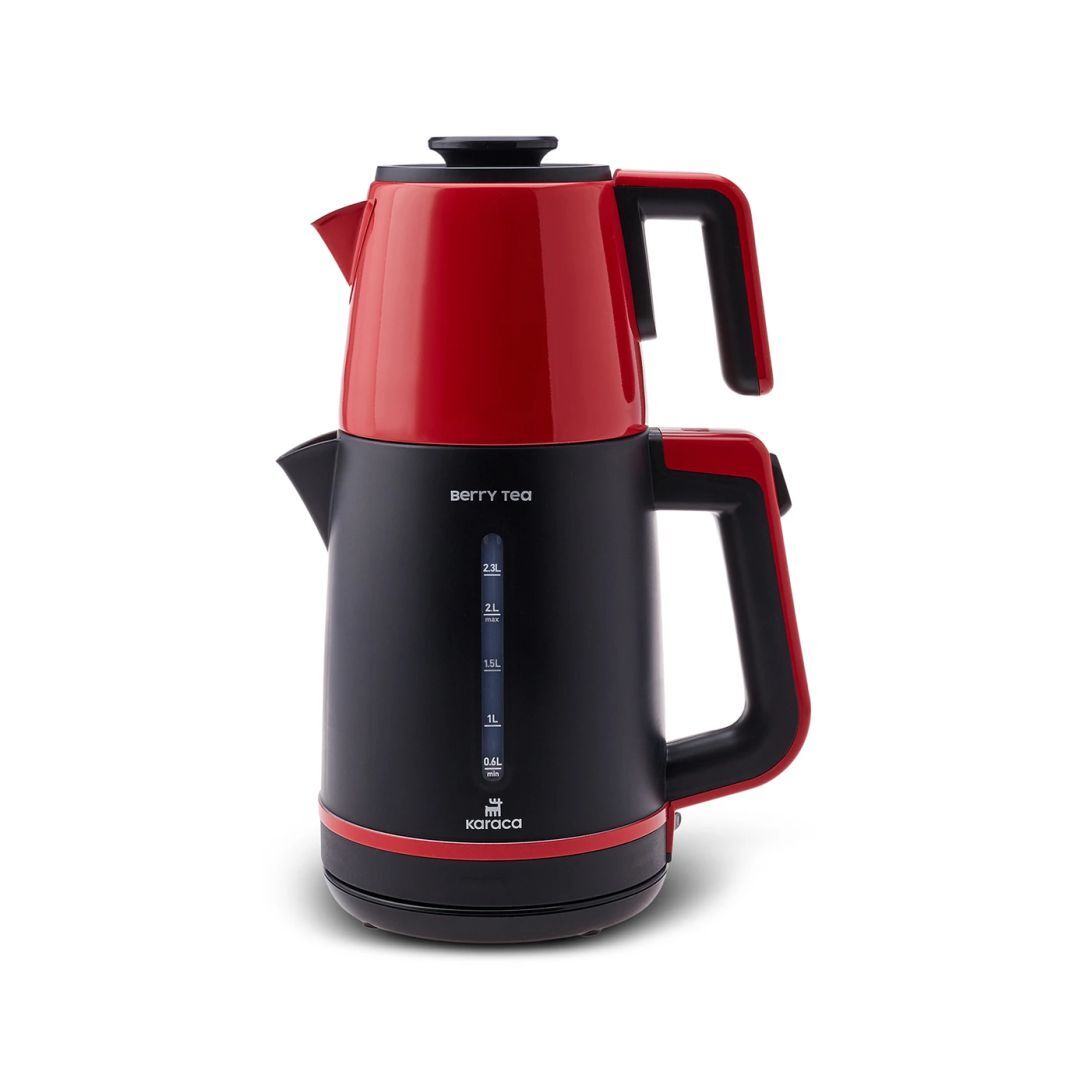 Karaca Berry Tea XL 2 in 1 Çelik Demlikli Çay Makinesi ve Kettle Shiny Black