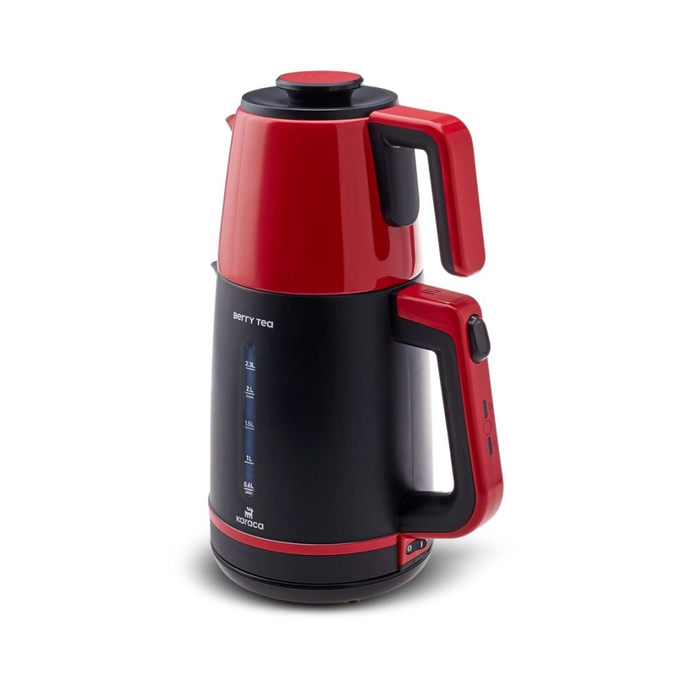 Karaca Berry Tea XL 2 in 1 Çelik Demlikli Çay Makinesi ve Kettle Shiny Black